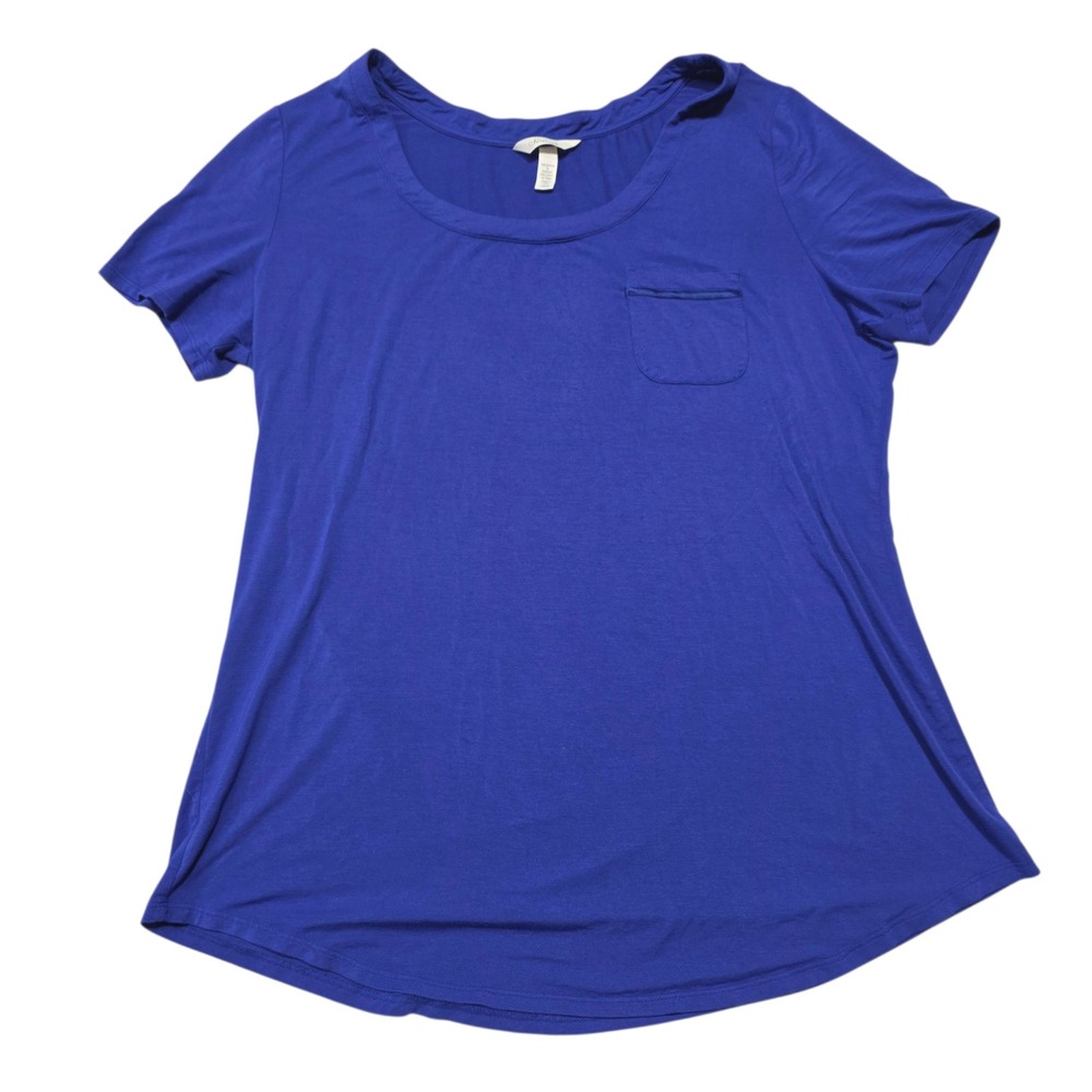 Soma T-Shirt Womens Large Blue Rayon Spandex Stretch Pocket Scoop Neck‎ Tee
